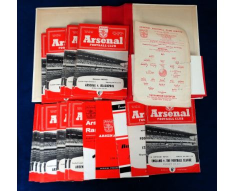 Football programmes, Arsenal FC, 1962/63, First team, reserves etc, 24 different home league &amp; FA Cup programmes, all wit