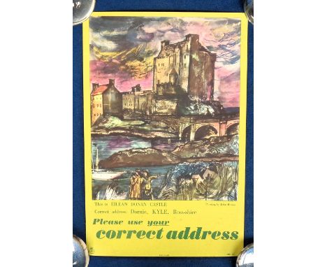 Collectables, Poster, original lithograph poster with artwork by John Minton, depicting Eilean Donan Castle, issued by the Ge