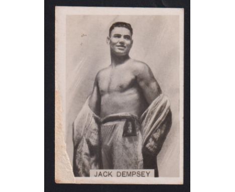 Cigarette card, Canary Islands, Delgado (Antillana brand), Boxers, type card, Jack Dempsey, 'M' size (damage to front edge, f