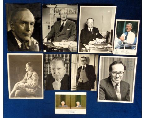 Autographs, Conservative Politicians, 9 signed photos to comprise 1st Earl of Birkenhead Frederick Edwin Smith (1872-1930) in