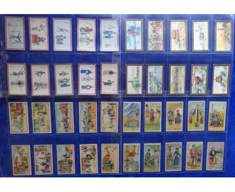 Cigarette cards, China, 5 sets, standard sized mainly anonymous issues, Chinese Warriors plain back, 50 cards, Chinese Buildi
