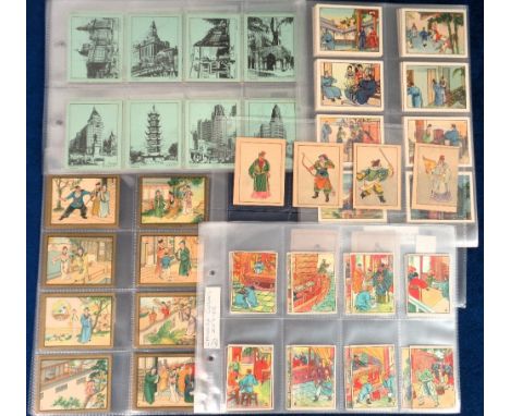Cigarette cards, China, 5 sets M or L sized anonymous issues, Chinese Series ZE9-65, 30 cards, The Knights ZE4-48, 32 cards, 