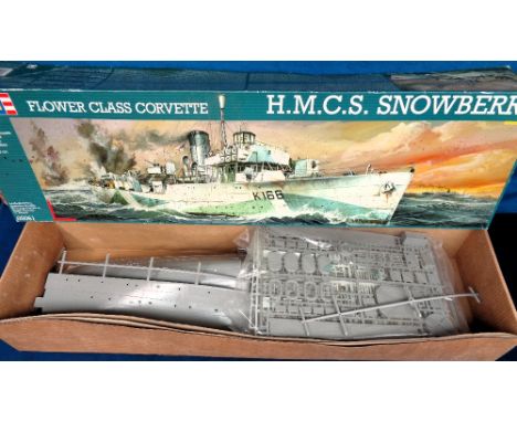 Model Kit, Revell Flower Class Corvette H.M.C.S. Snowberry 1:72 scale unused and assumed to be complete (box fair/gd)