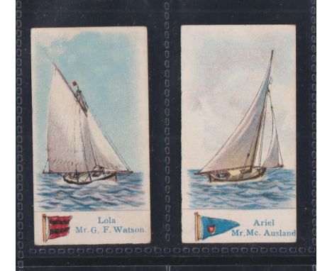 Cigarette cards, Richmond Cavendish, Yachts white backs, 2 type cards, Lola Mr G Watson & Ariel Mr M Ausland (gd)