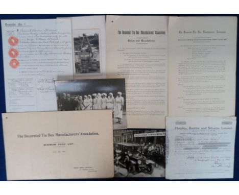 Ephemera, Huntley Bourne & Stevens, a collection of 43 items to comprise 1899 price lists and meeting minutes, Transfer Share
