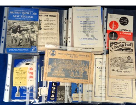 Football programmes, Chelsea FC, a folder containing 29 programmes all involving Chelsea FC, 1940's/80's inc. Malta Tour 1949