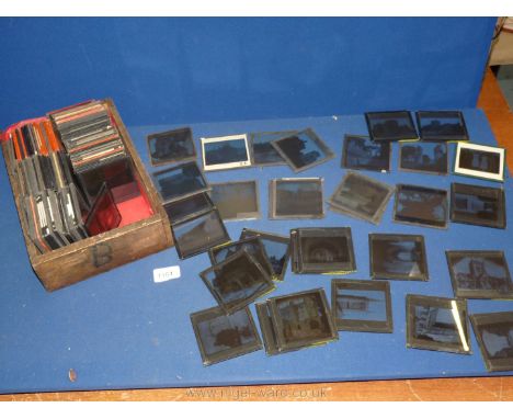 A box of lantern slides, mainly architectural.