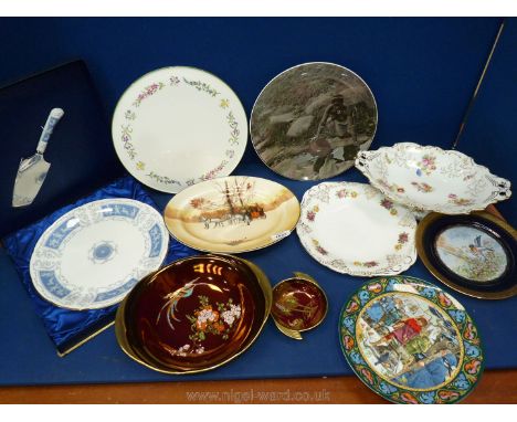 A small quantity of china including Royal Worcester cake plate, Coalport footed dish, a/f, Royal Doulton oval plate, Carlton 