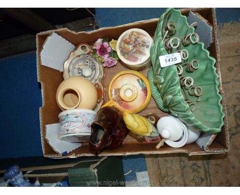 A small box of china including Sadler pot, Adderley posy, Poole vase etc.