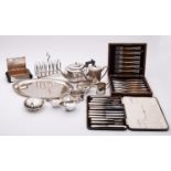 A mid 20th century German silver plated coffee service by Schwatz & Stiener, comprising tray,