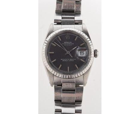 Rolex Oyster Datejust a stainless-steel gentleman's wristwatch the grey dial signed Rolex Oyster Perpetual Datejust Superlati