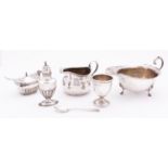 A mixed group of silver; including a George VI silver sauce boat Birmingham 1948,