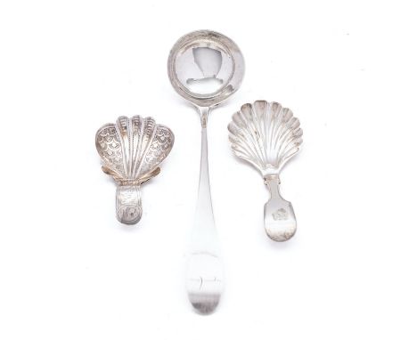 An early 19th century Scottish silver Old English pattern toddy ladle maker I L, Edinburgh, no date letter, engraved initial 