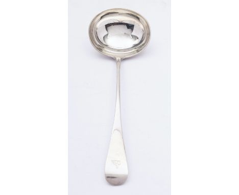 A Victorian Old English pattern silver soup ladle by Josiah Williams & Co (George Maudsley Jackson), London 1893, engraved cr