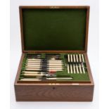 WITHDRAWN LOT A George V silver plated Queen Anne pattern canteen of flatware by Mappin & Webb,