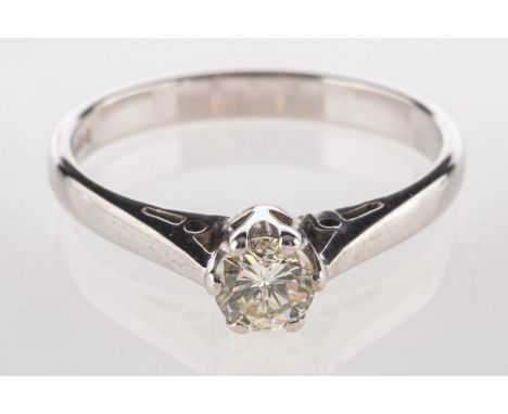 An 18ct white gold diamond solitaire ring, set with a brilliant-cut diamond, diamond approx. 0.30 carat, UK import mark, size