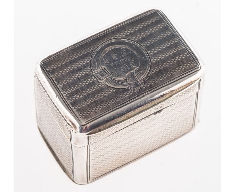 A Victorian silver nutmeg grater by Aston & Son, Birmingham 1850 box shaped with engine turned engraving and two hinged lids,