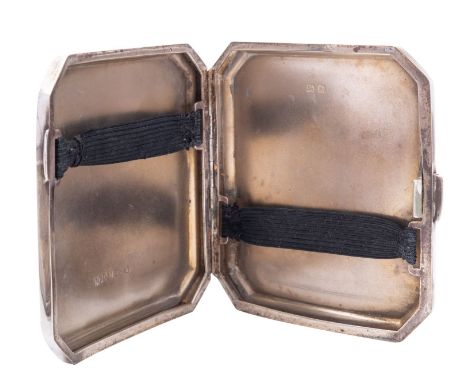 A George VI silver cigarette box by Spiers & Wordsworth, Birmingham 1934, of rectangular form, with engine turned decoration,
