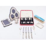A mixed group of silver; including a set of six silver teaspoons by Robert Walter Birch,