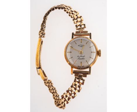 A lady's vintage 9ct gold Rotary wristwatch, 21 jewels, Incabloc, mechanical wind, on a 9ct gold bracelet, UK hallmark, total