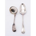 A George II silver Hanoverian pattern Shell Back table spoon maker's mark worn, London 1739,