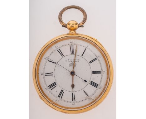 W.& M. Dodge, Manchester, an 18K gold gentleman's open-faced pocket watch the movement having a lever escapement with the whi