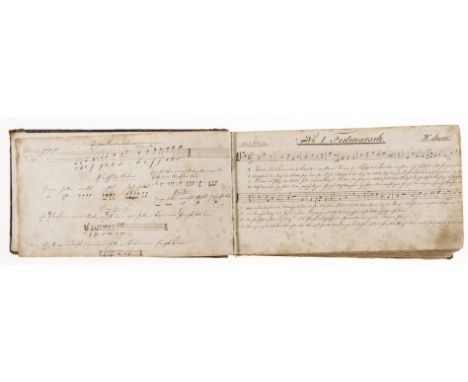  German Music Manuscript, music and lyrics comprising 152 numbered pieces on thick paper, some pieces copied from other compo