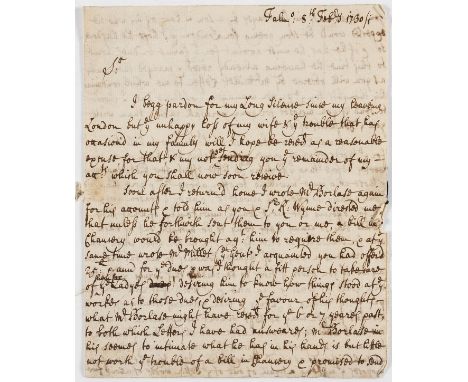 Cornwall.- Webber (Philip, attorney, of Falmouth) Autograph Letter signed to Joseph Kirke of Lincoln's Inn, 2½pp. and address