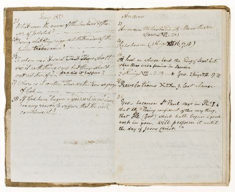 NO RESERVE Children's Religious.- Questions [and Answers] by M.F., manuscript, title and 53pp., a few loose manuscript notes 