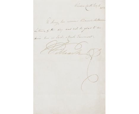 NO RESERVE William IV (King of England) Autograph letter signed 'William R' to Viscount Melbourne, written from Windsor Castl