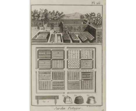 NO RESERVE Gardening.- Diderot &amp; D'Alembert. Encyclopédie méthodique, tillage and gardening part only, double column, hal