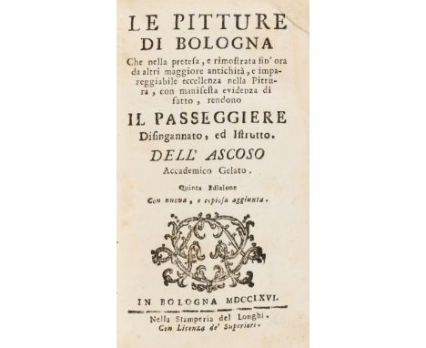 [Malvasia (Carlo Cesare)] Le Pitture di Bologna, fifth edition, half-title, title with woodcut ornament, light browning, cont