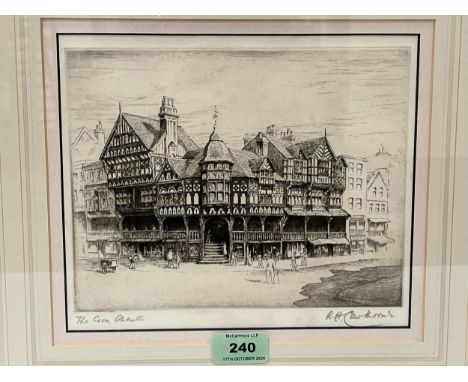 R.H. CAWTHORNE. BRITISH 20TH CENTURY.The Cross, Chester. Signed and inscribed. Etching 7" x 9".