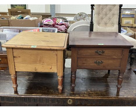 A pine commode and another example in mahogany.