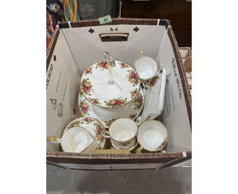 A Royal Albert Old Country Roses pattern tea service, 54 pieces.