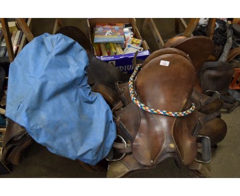 FIVE VINTAGE HORSE SADDLES