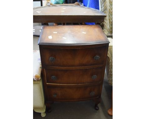 SMALL BOW FRONT BEDSIDE CHEST, WIDTH APPROX 46CM