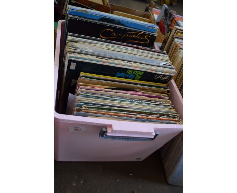BOX OF VARIOUS RECORDS INCLUDING DUDLEY MOORE, DEAN MARTIN, CARPENTERS ETC