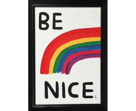 David Shrigley OBE (born 1968)Be Nicescreen print on cotton, framedunsigned65 x 45.5cm. (image)