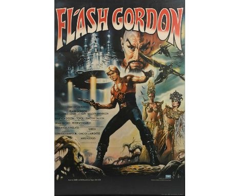 'Flash Gordon'a film poster designed by Renato Casaro for the 1980 film directed by Mike Hodges and featuring the music of Qu