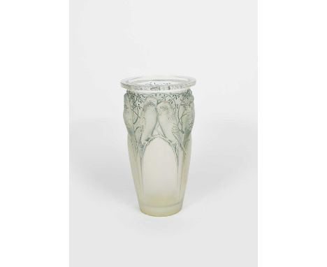 'Ceylan' No.905 a Lalique opalescent glass vase designed by Rene Lalique, wheel-cut R Lalique, chips to base and top rim, 24c