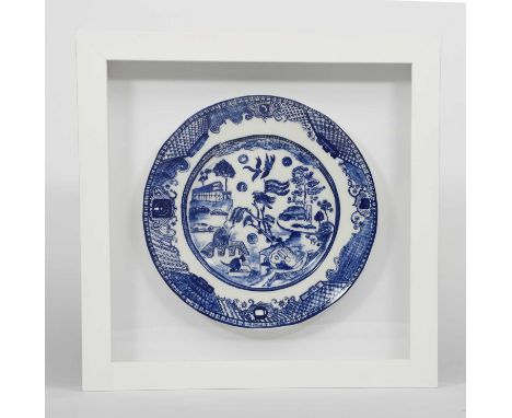 Philippa Perry (born 1957)Normal Life,earthenware plate made for Grayson Perry's Art Club, printed in blue and white, framedu