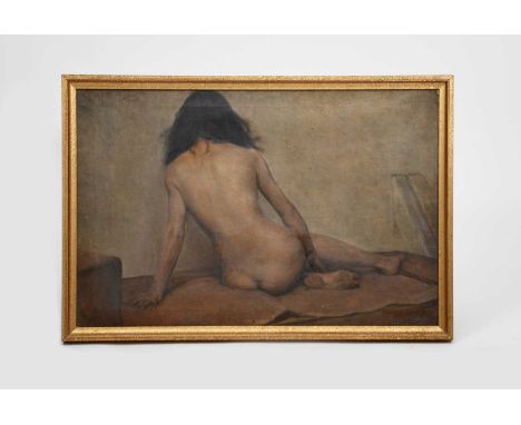 Charles E Thomas ARBSA (1883-1981)Study of a Naked Woman, 1909oil on canvas, framed, a study from life of a cow, a pencil por