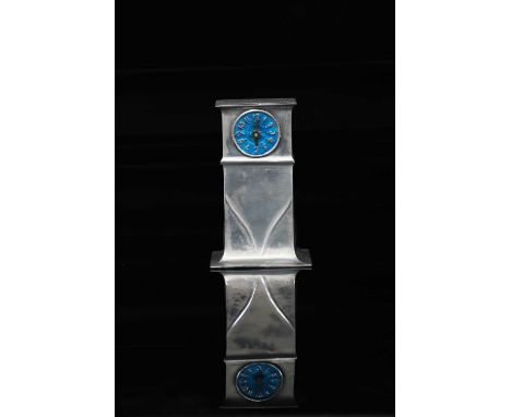 An unusual Liberty & Co Tudric pewter clock the design attributed to Archibald Knox, model no. 0312, rectangular form with fl