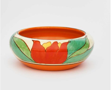 'Red Tulip' a Clarice Cliff Fantasque Bizarre bowl, painted in colours, printed factory marks, 19cm. wideProvenanceThe Louis 