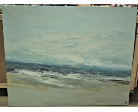 H** P** (20th century), Seascape, oil on canvas, signed with initials, unframed, 122cm x 152cm.