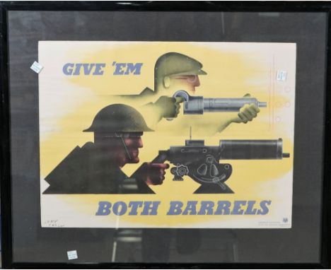 JEAN G. CARLU  (1900 - 1997)  Give 'Em Both Barrels, colour lithograph, 1941, signed in the print, eagle logo of the Division