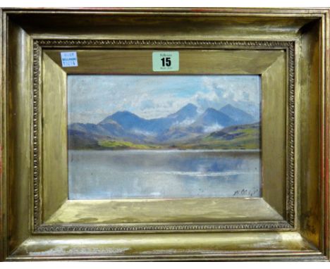 Alfred Oliver (1886-1921), Mountainous lake landscape, oil on panel, signed, 15cm x 23cm. 