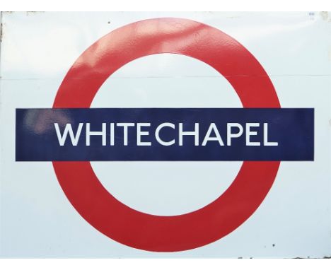 An enamel London Underground sign 'Whitechapel', of rectangular form, 153cm x 115cm. 