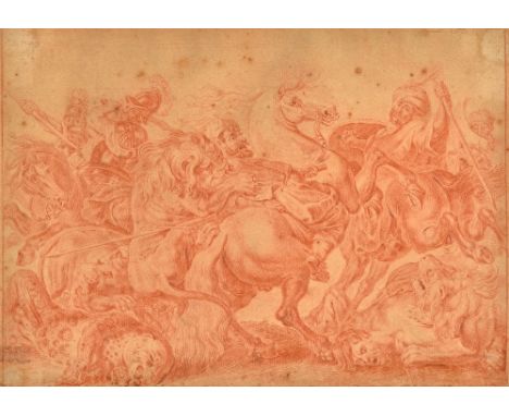 After Sir Peter Paul Rubens, The Lion Hunt, sanguine chalk, 20cm x 28cm. Illustrated. 